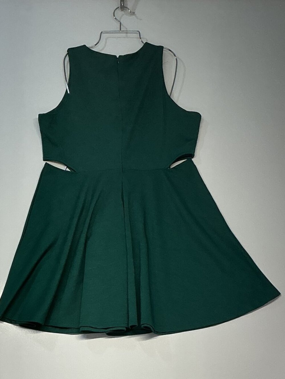 Belongsci XL Green Cutout Skater Mini Dress Fit Flare Fall Dress Cocktail - Picture 14 of 14